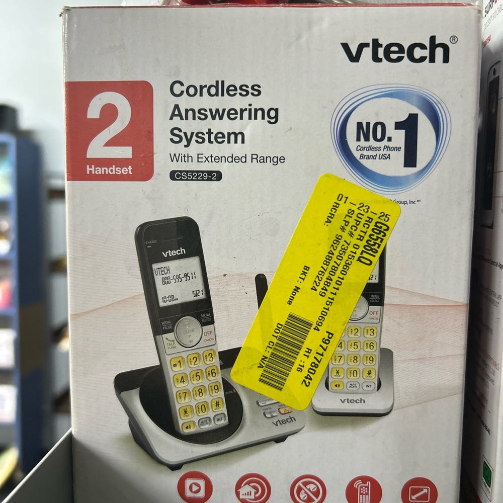 Cordless Answering System with Extended Range - Black and Silver